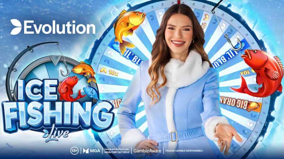 Evolution Gaming live casino studio branding for Ice Fishing Live